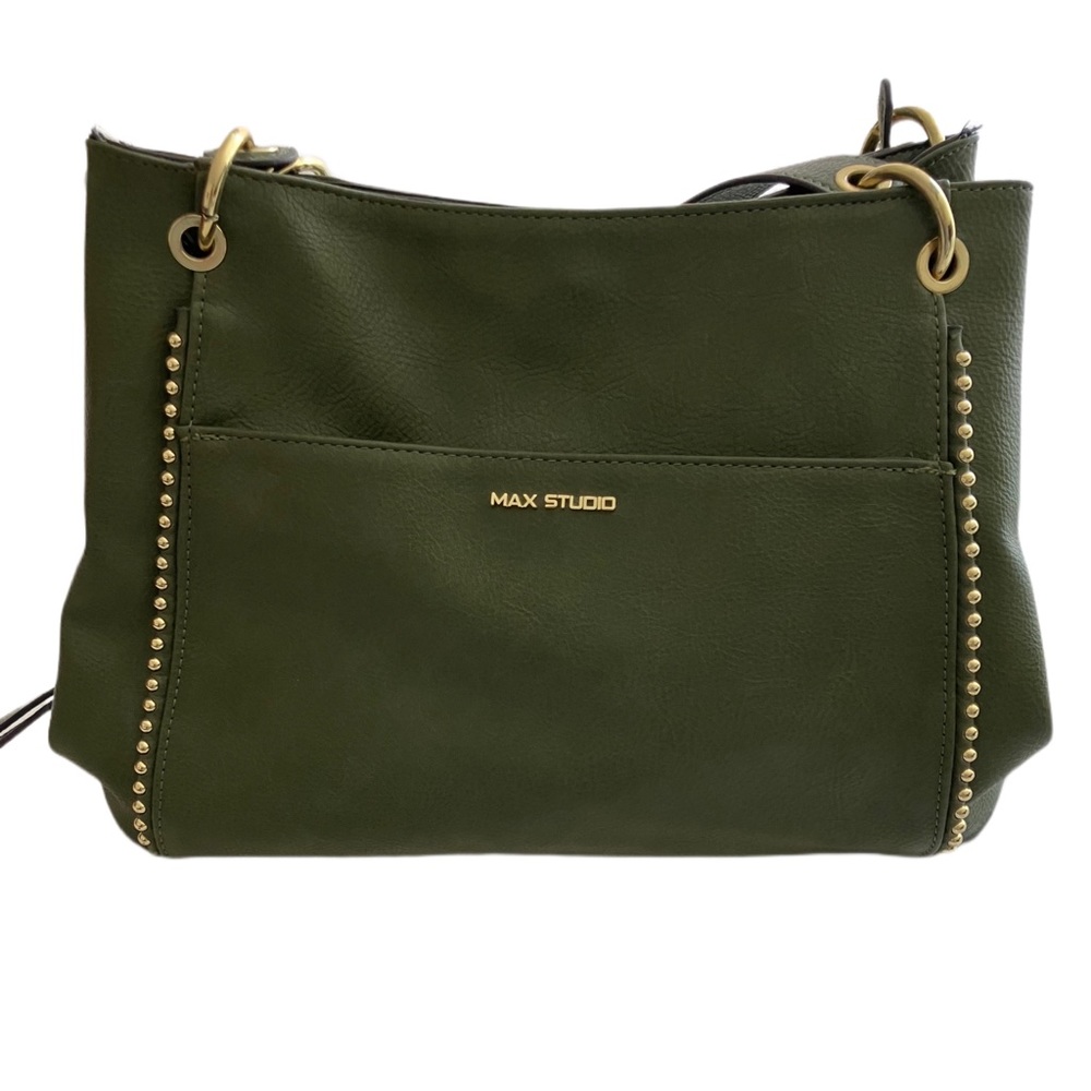 MAX STUDIO GENUINE LEATHER GREEN SHOULDER BAG